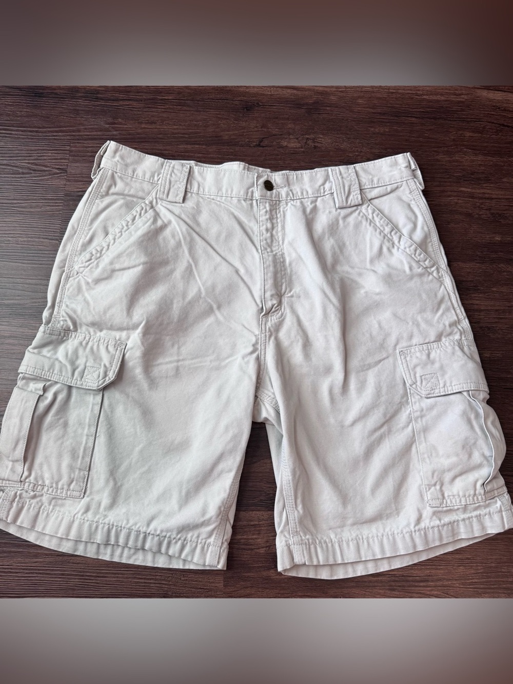 Carhartt Cargo Shorts Men Size 38 B164 Work Canvas Leather Patch Utility